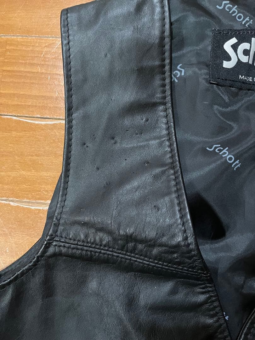 Schott レザー ベスト Mサイズ 黒 アメリカ製 古着