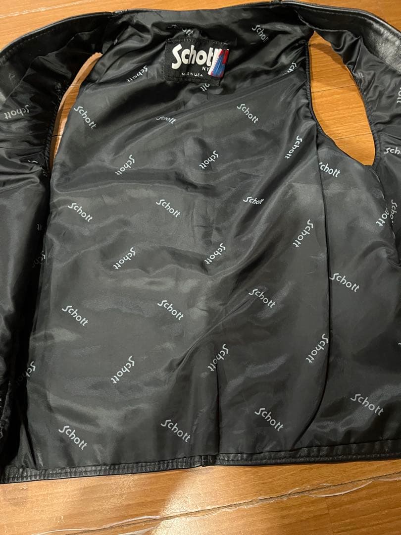 Schott レザー ベスト Mサイズ 黒 アメリカ製 古着