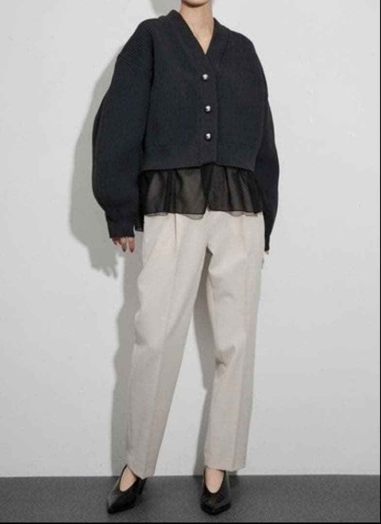 ADAM ET ROPE シアーペプラムカーディガン
