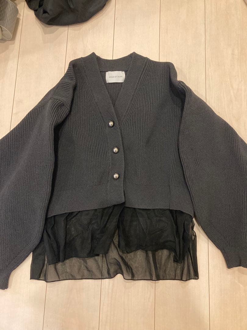 ADAM ET ROPE シアーペプラムカーディガン