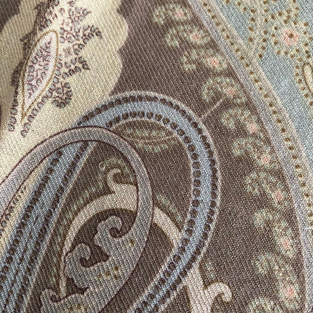ETRO ストール　ペイズリー　ウール＆シルク　エトロ　毛　絹　SILK