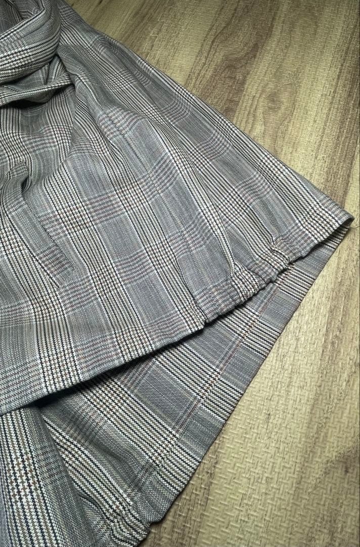 【新品タグ付】UNITED ARROWS 麻混 チェックブルゾン LL 春夏