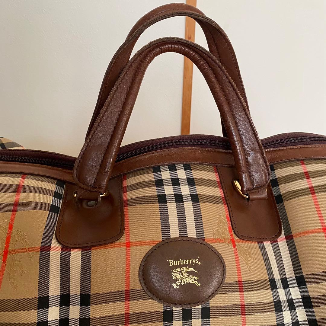 状態◯ Burberry ボストンバッグ　ノバチェック　キャンパス地　大容量