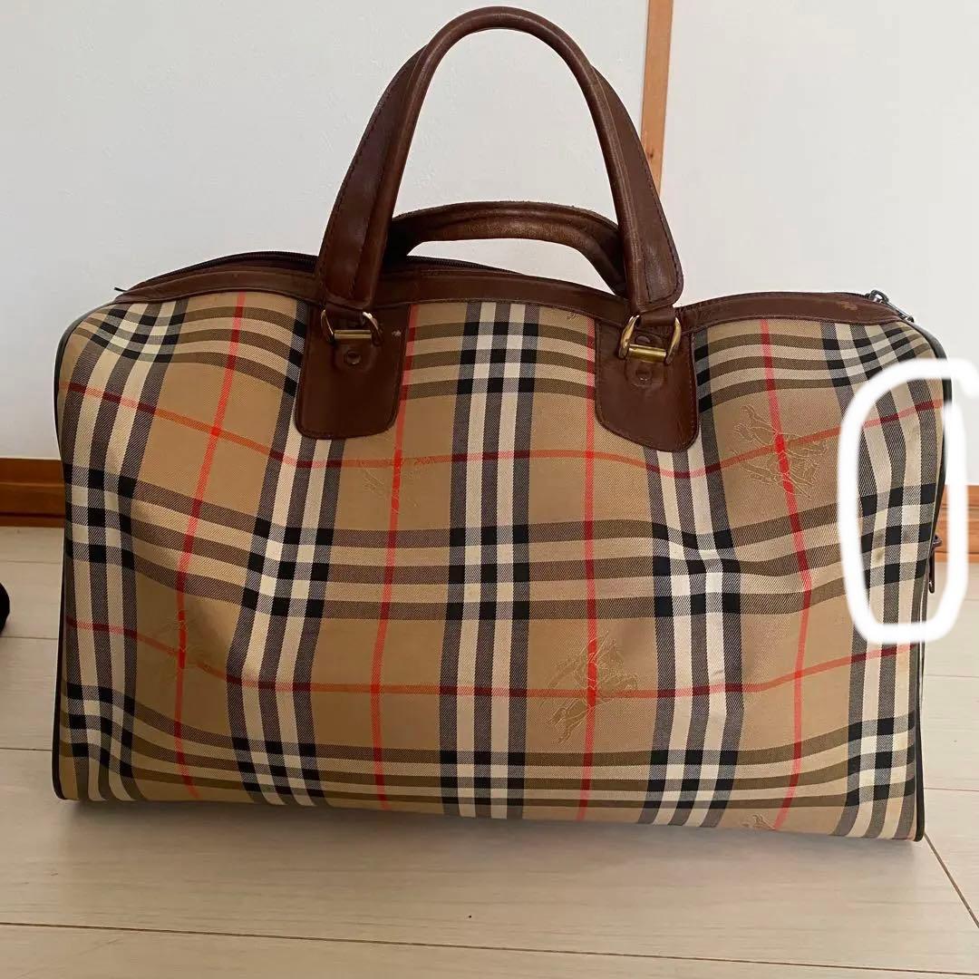 状態◯ Burberry ボストンバッグ　ノバチェック　キャンパス地　大容量