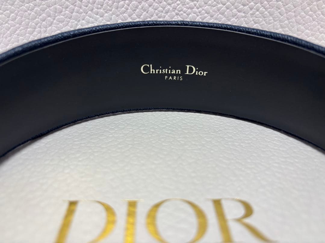 Dior ロゴ刺繍 ヘアバンド カチューシャ ネイビー