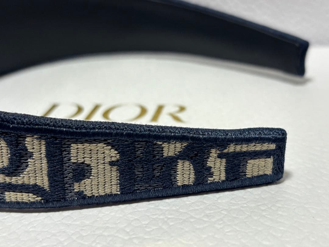 Dior ロゴ刺繍 ヘアバンド カチューシャ ネイビー