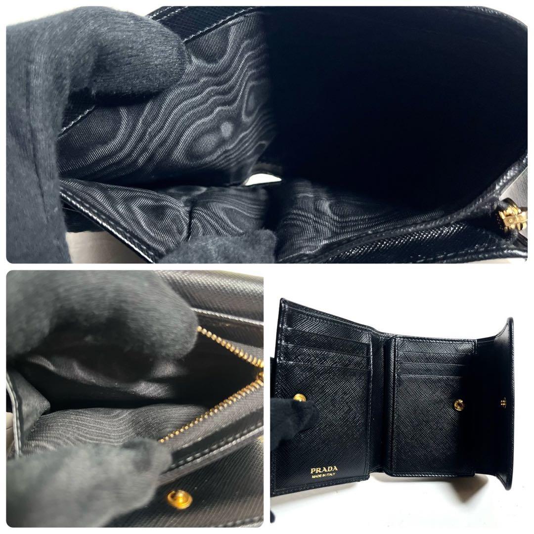 【極上美品・付属品完備】現行型 RFID掲載 プラダ 三つ折り財布　サフィアーノ