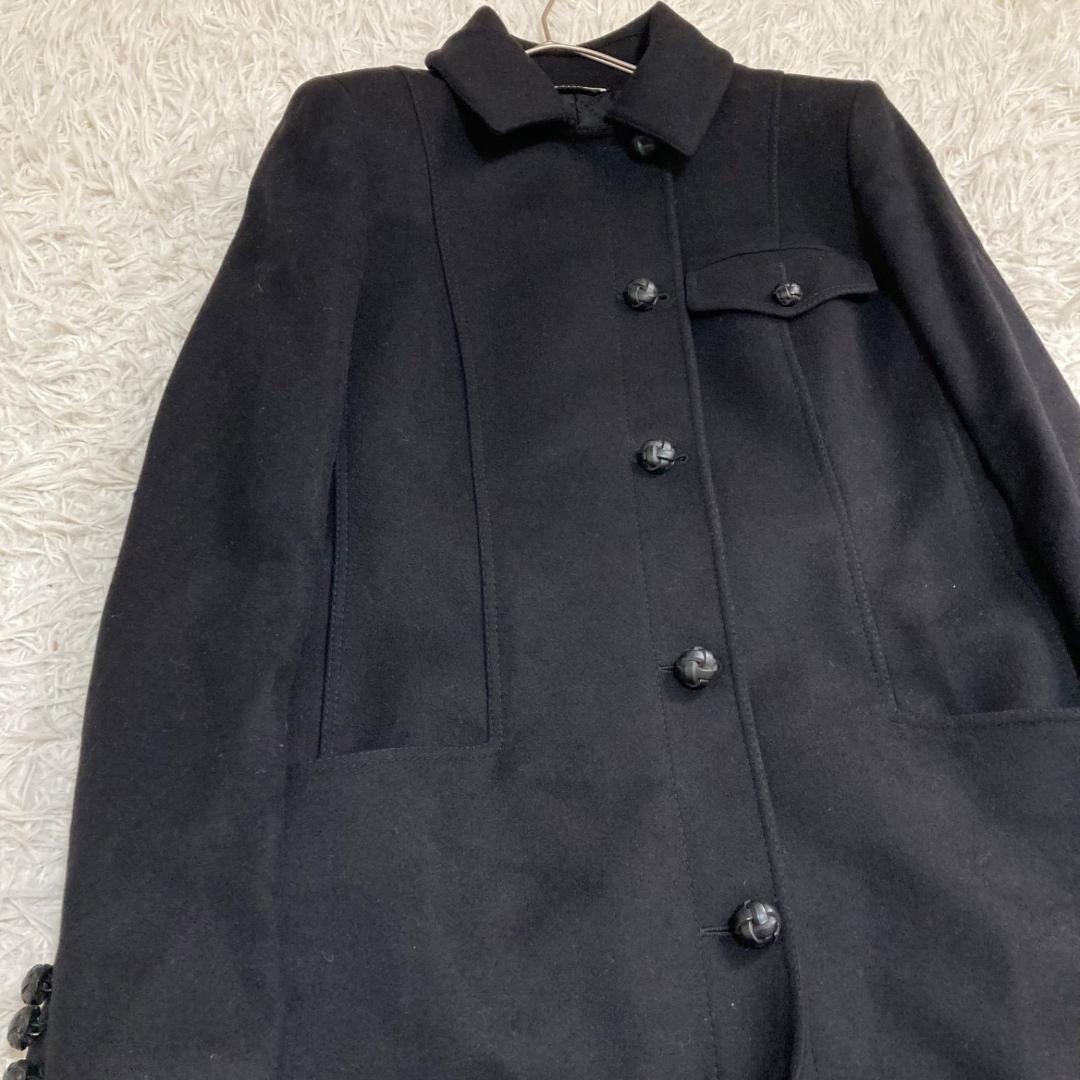 17517✨バリー 42 LL ウールカシミア ロングコート 胡桃ボタン 黒