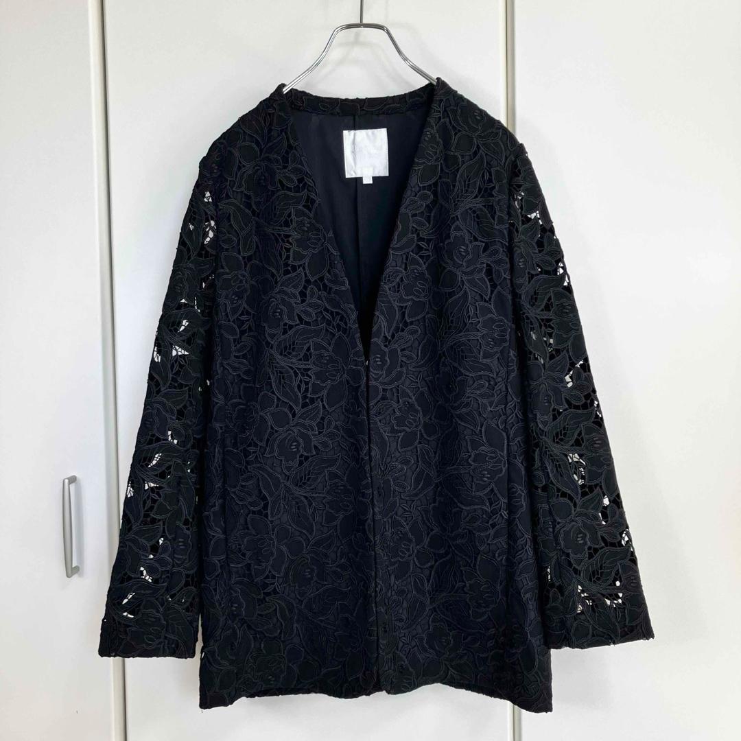 25SS ドローイングナンバーズ 刺繍レースジャケット ブラック サイズ38