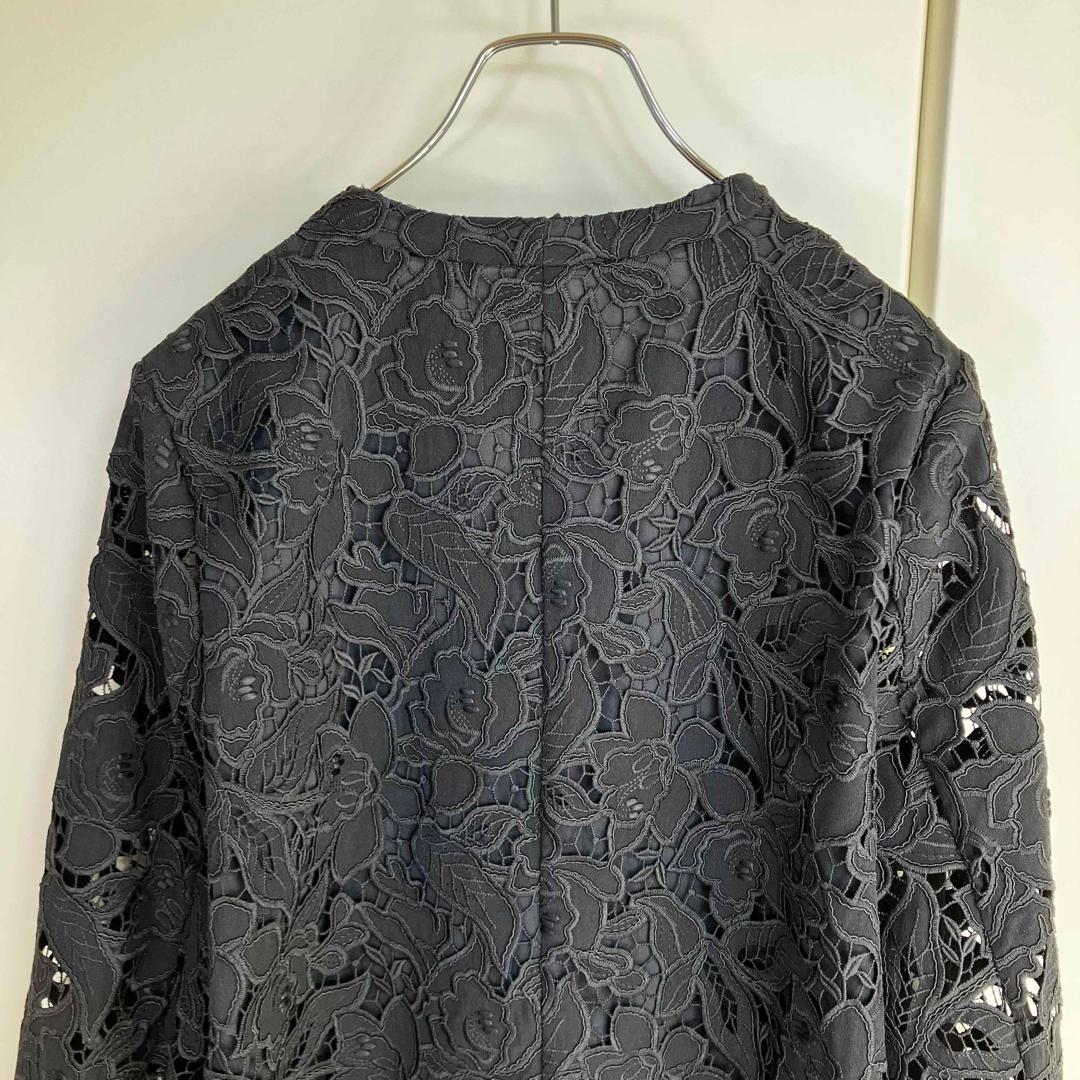 25SS ドローイングナンバーズ 刺繍レースジャケット ブラック サイズ38