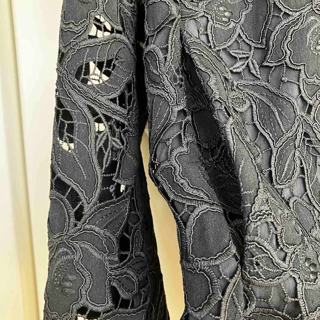 25SS ドローイングナンバーズ 刺繍レースジャケット ブラック サイズ38