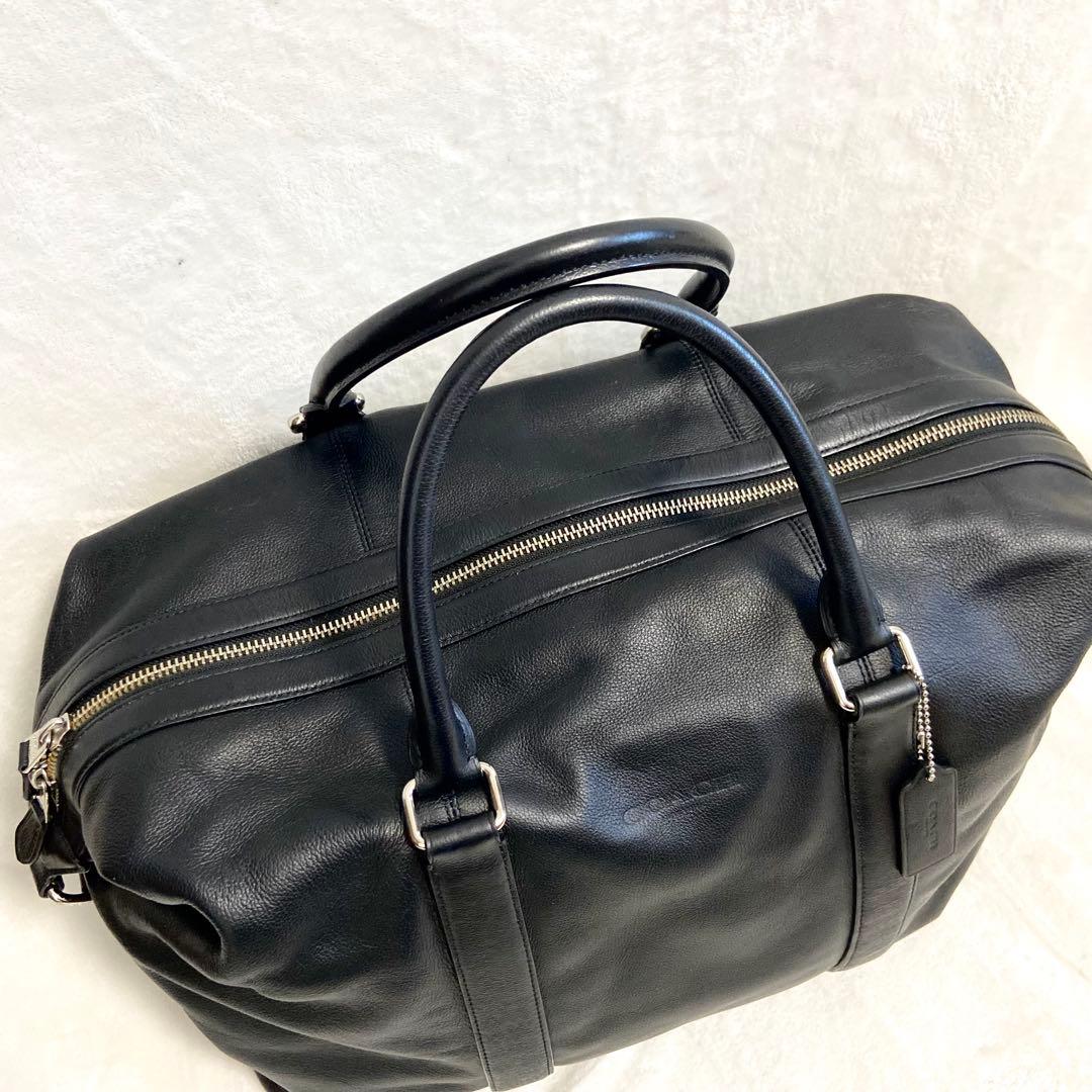 美品✨ コーチ ボストンバッグ 黒 オールレザー 大容量 シボ革 F54765