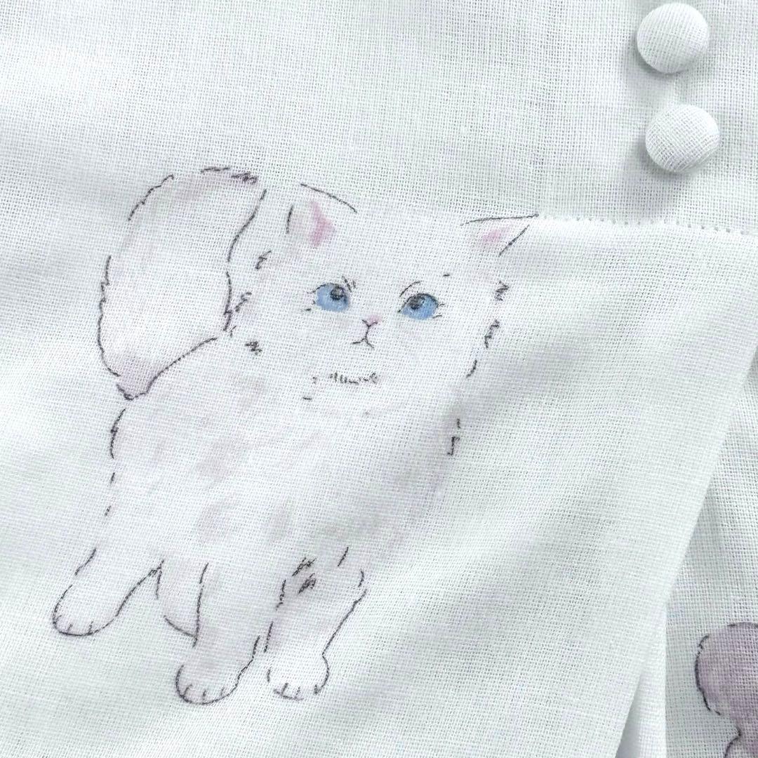 【新品】ナルエー ムーンタン ダブルガーゼ キャットフリルパジャマ ［M〜L］猫