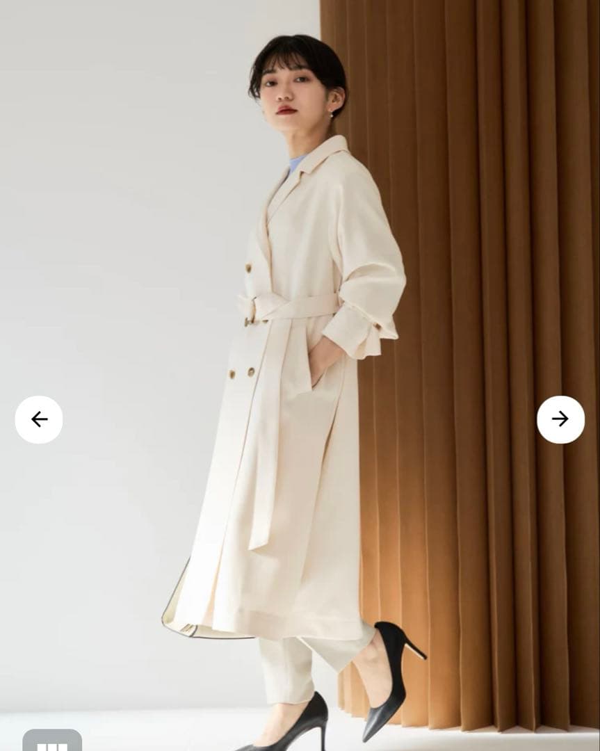 【美品】COHINA ベーシックとろみトレンチコート　regular　アイボリー