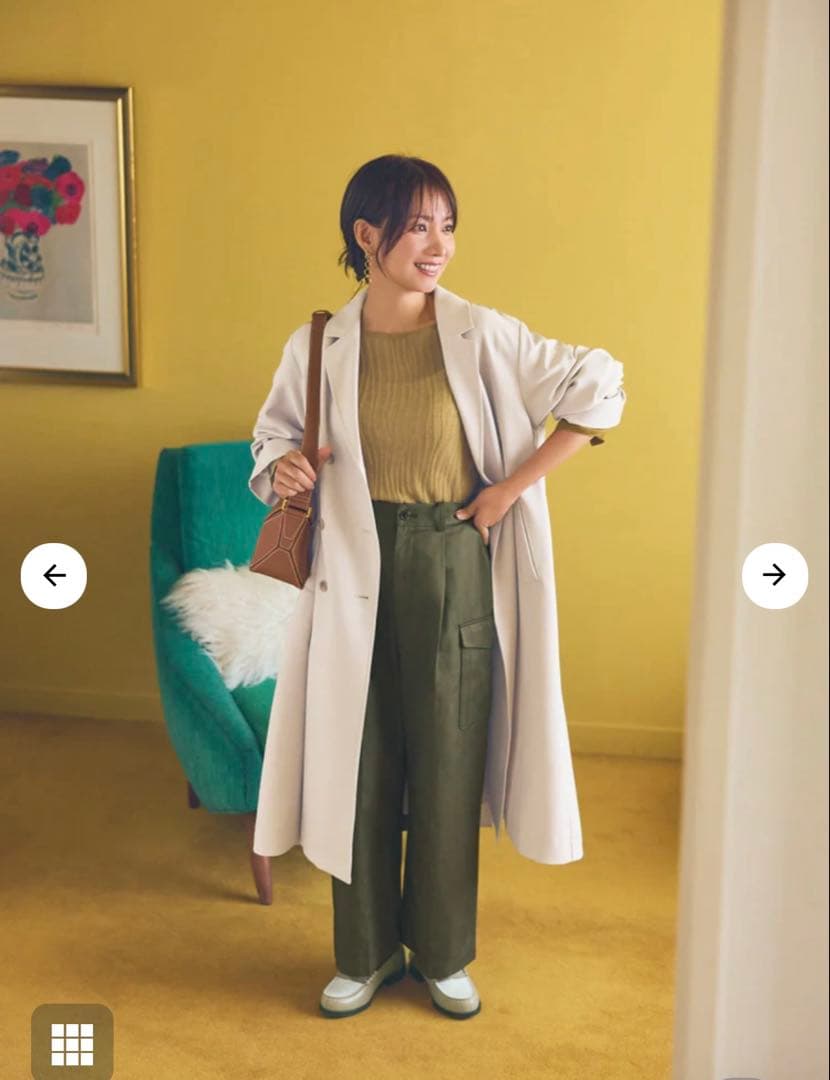 【美品】COHINA ベーシックとろみトレンチコート　regular　アイボリー
