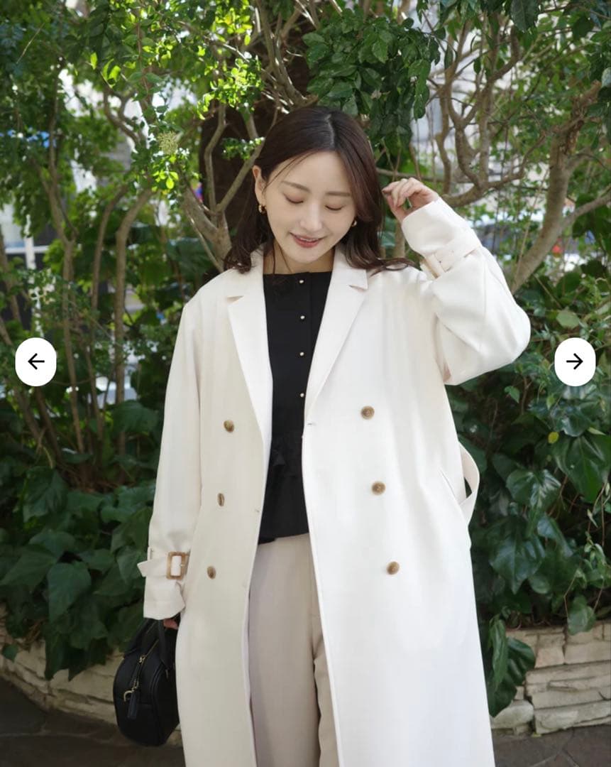 【美品】COHINA ベーシックとろみトレンチコート　regular　アイボリー