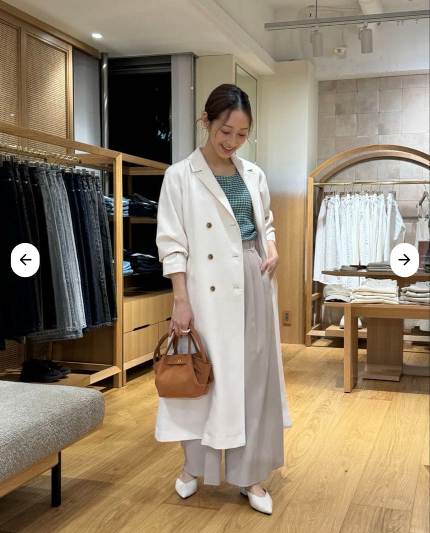 【美品】COHINA ベーシックとろみトレンチコート　regular　アイボリー