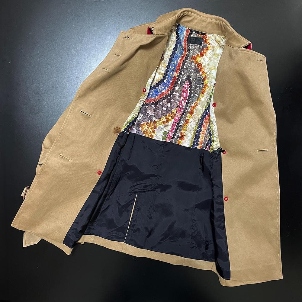 Paul Smith ポールスミス 裏地ボタン柄 ミドル丈 トレンチコート 40