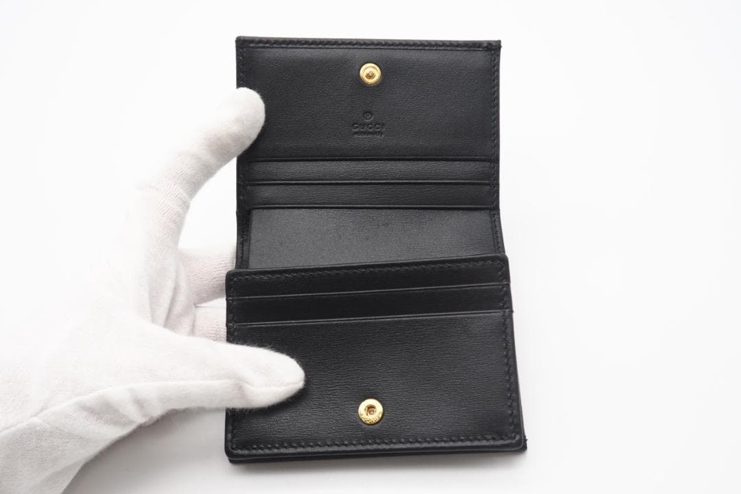 GUCCI 二つ折り財布 ホースビット レザー コンパクトウォレット ブラック