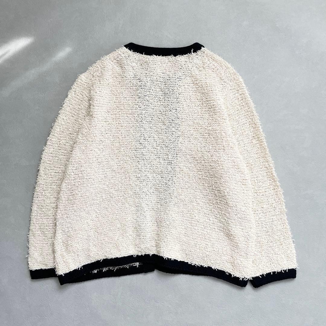 新品　マルティニーク　コットンシャギーパイピングニットャケット.