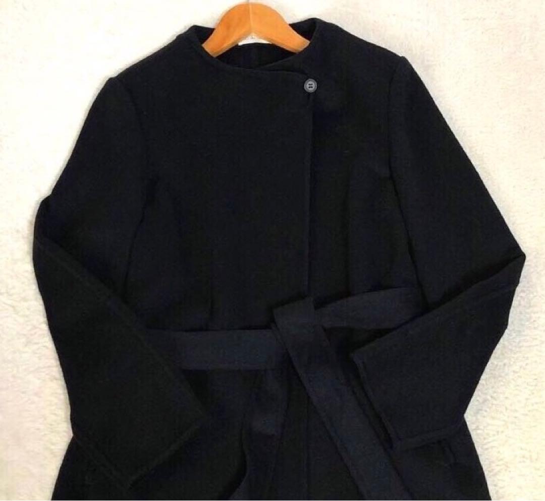 happiness様✨PLSTプラステ リバーコートベルテッド2WAY ロング黒
