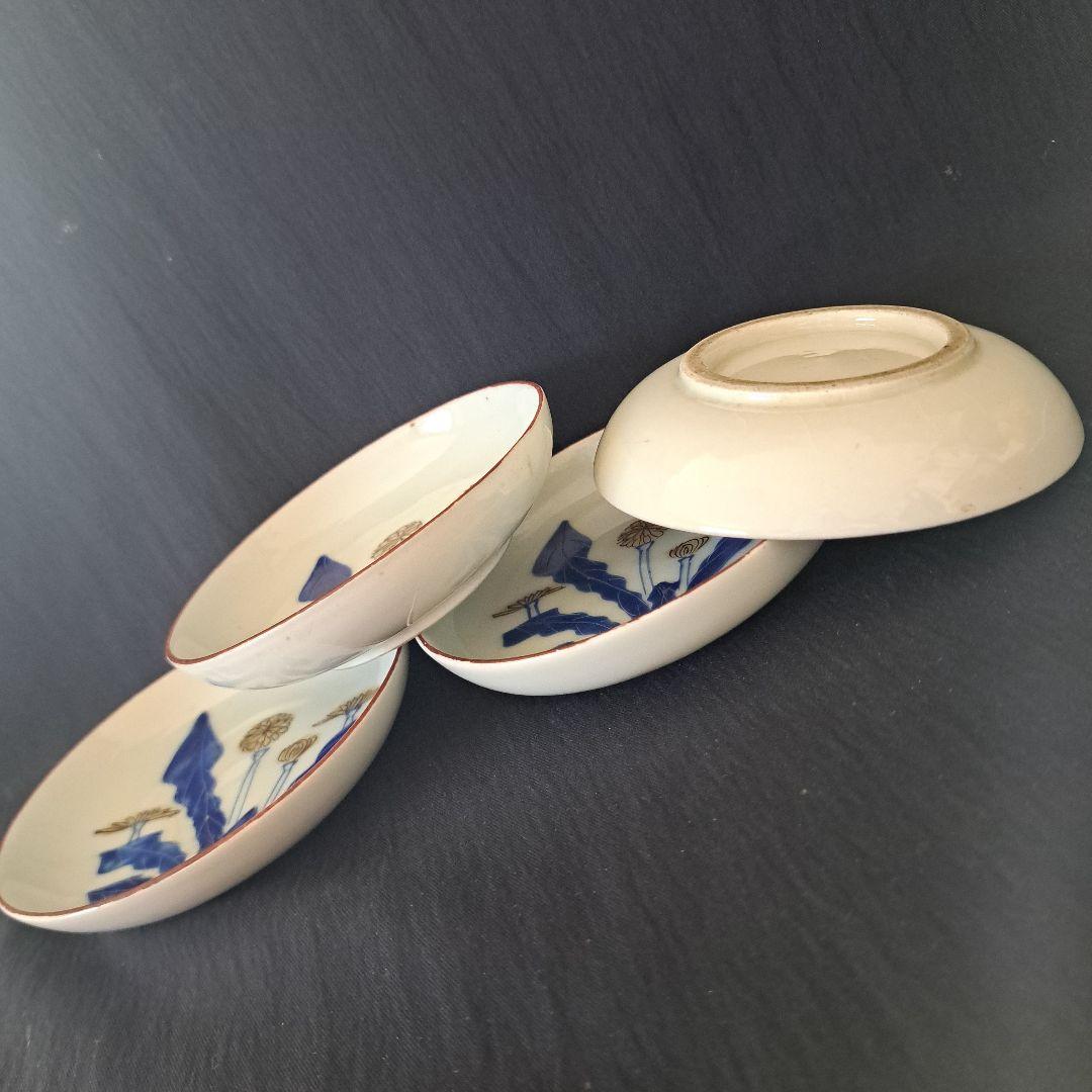 「たんぽぽ が揺(ゆ)れる皿」 瀬戸焼皿(直径10cm) 4客セット 骨董アンテ