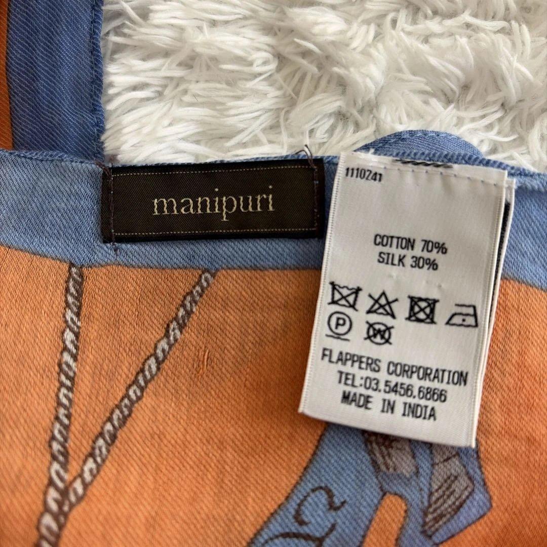 極美品 マニプリ manipuri コットンシルク 大判ストール スカーフ 気球