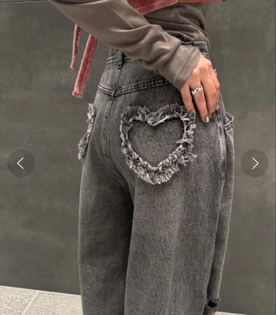 パンツ AMERI HEART PATCH DAMAGE DENIM PANTS