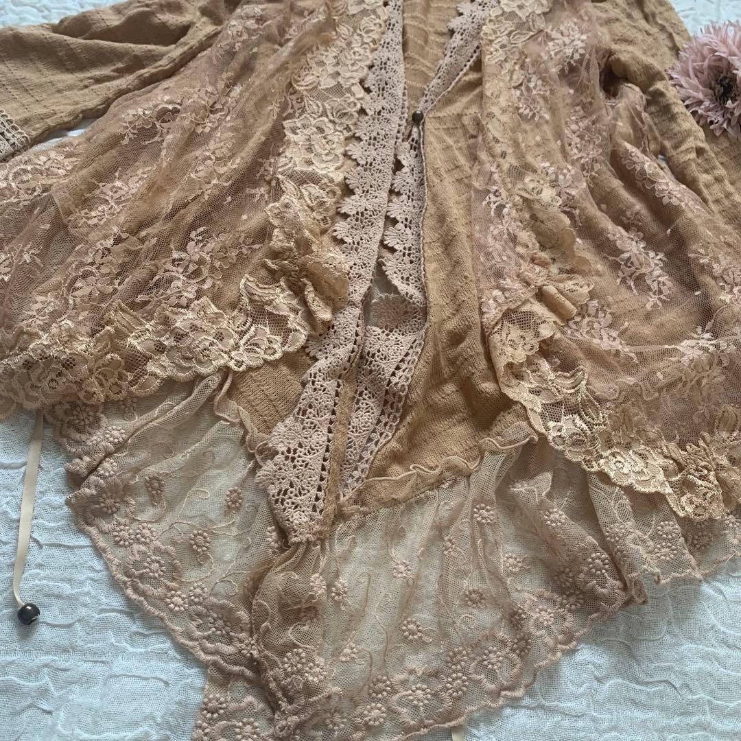 axes femme アクシーズファム レースカーディガン　ポンチョ風　森ガール