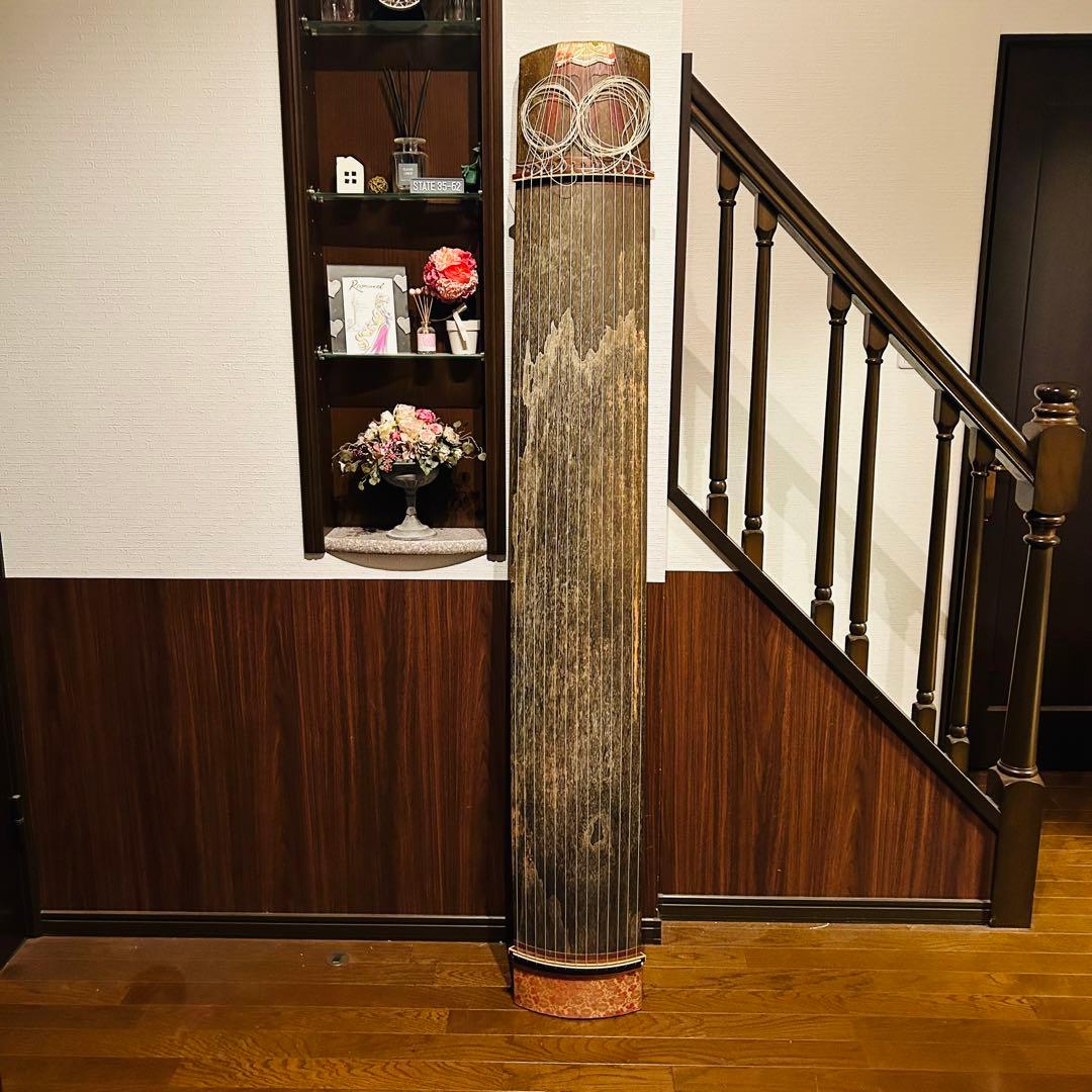 【良品】琴　和楽器　弦楽器 13弦 和琴 木製 13弦琴 赤い布付き ③
