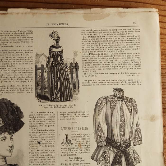 19】19世紀 フランス アンティーク 洋書 PRINTEMPS ファッション誌