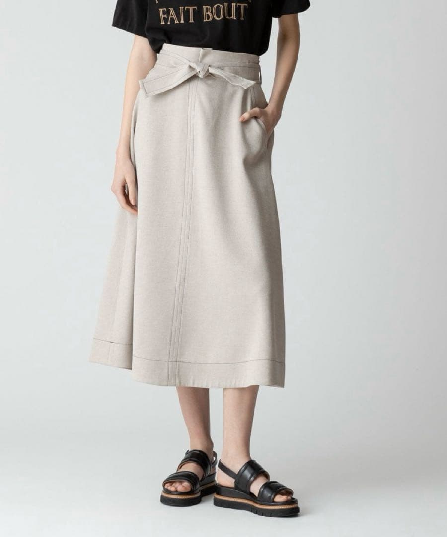 24SS 極美品 アルアバイル フレアスカート ベージュ ミモレ丈 ロング