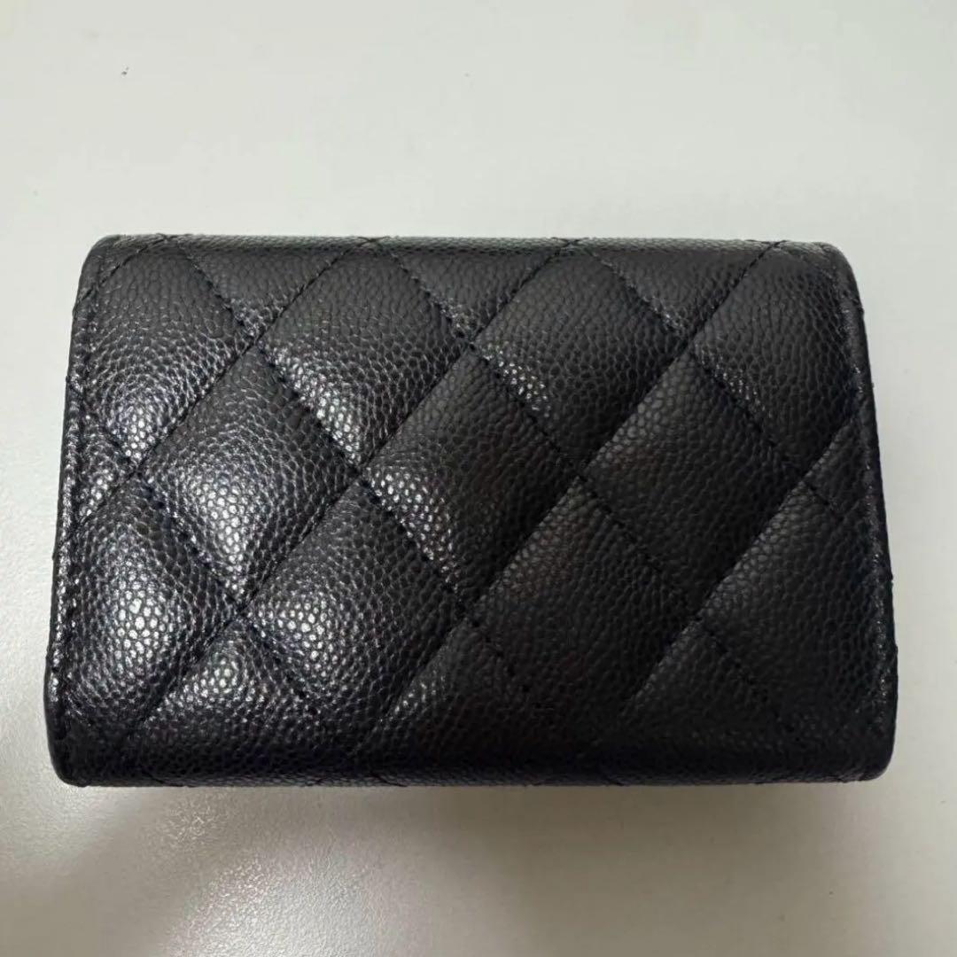 CHANEL シャネル マトラッセ キャビアスキン 三つ折り財布 黒