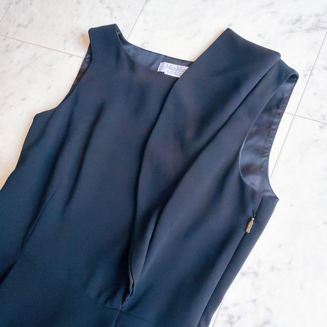 【Max Mara 】高級白タグ フリル　ワンピース　イタリア製　サイズ42 黒