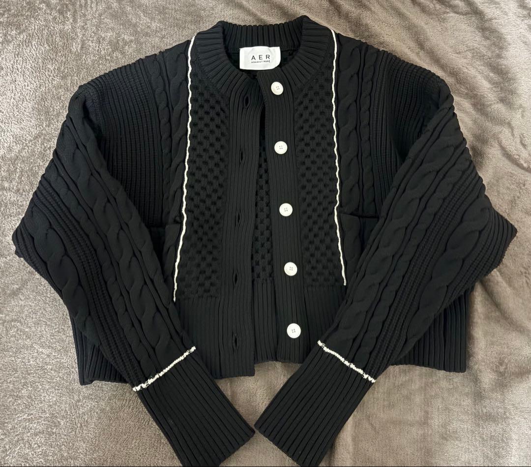 ADAM ET ROPÉ FEMME 【WEB限定】ケーブルショートカーディガン