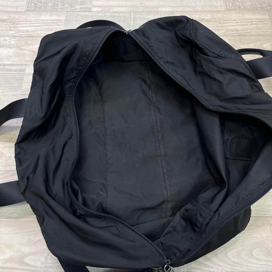 中古品　PRADA ロゴプレート ボストン ショルダー ナイロン バック 黒