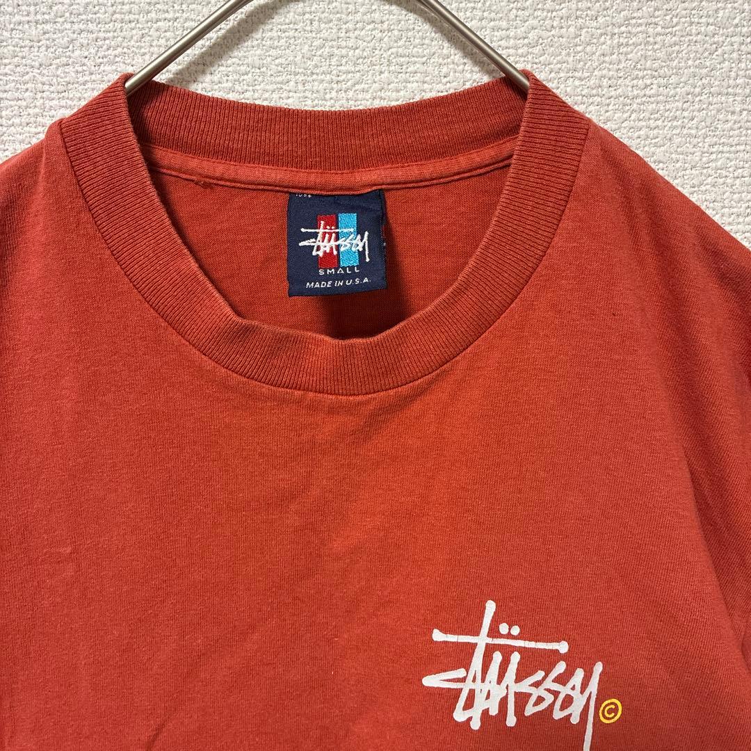 赤青タグ　オールドステューシー　Stüssy オレンジ Tシャツ Sサイズ
