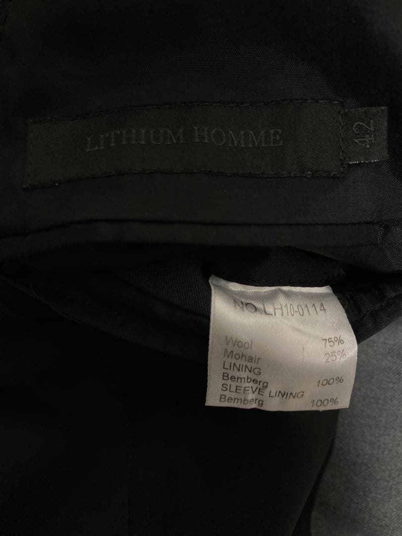 【LITHIUM HOMME】3ピースセットアップ2Bスーツ42モヘアウールXS