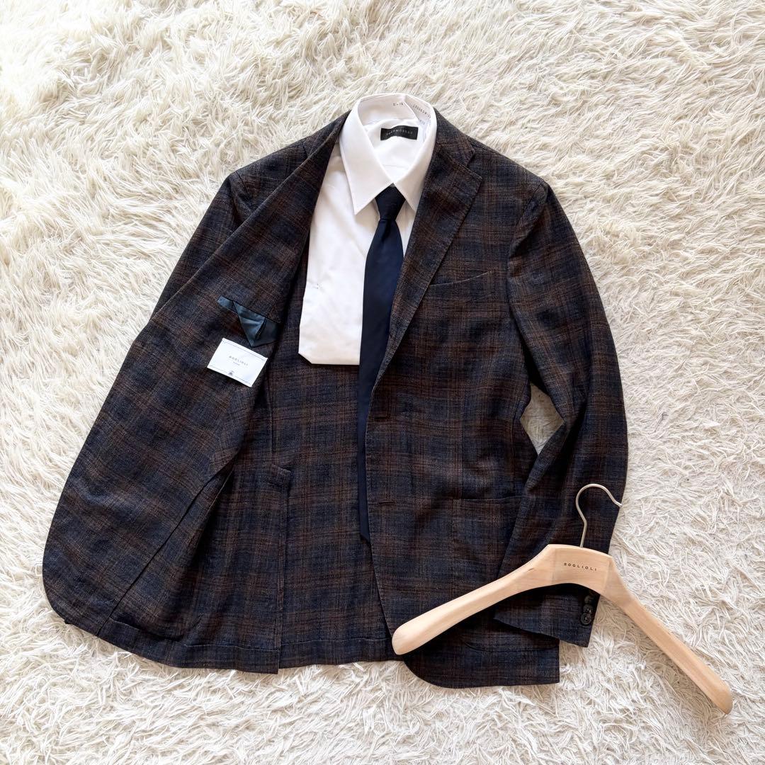 <極美品>BOGLIOLI k.jacket 新ロゴ リネンシルクジャケット46