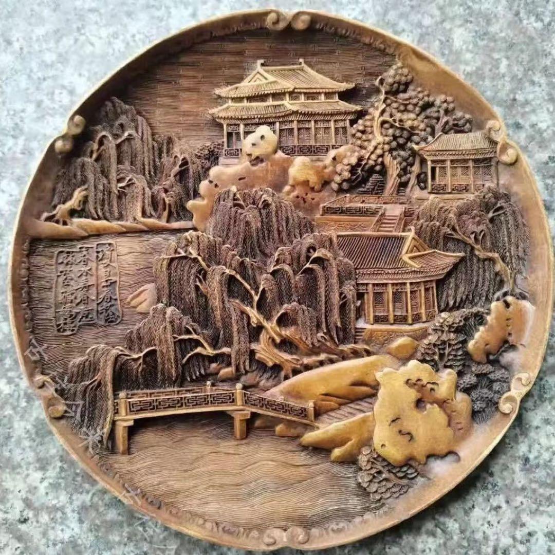 時代物 旧家整理品 古玩 古典的な玉石彫刻,円盤工艺品 [57]