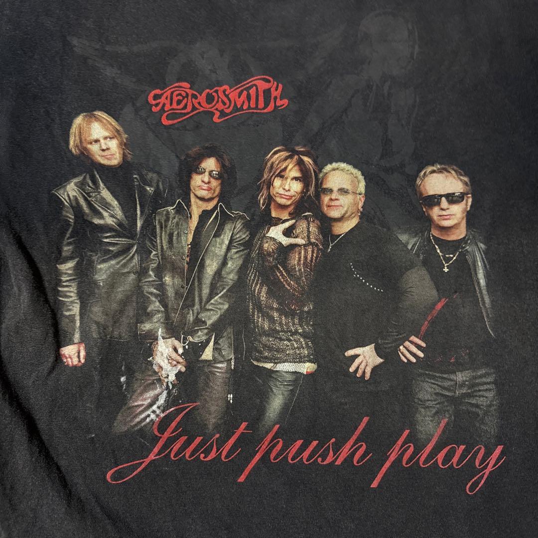 AEROSMITH Just push play Tシャツ ブラック　フェード