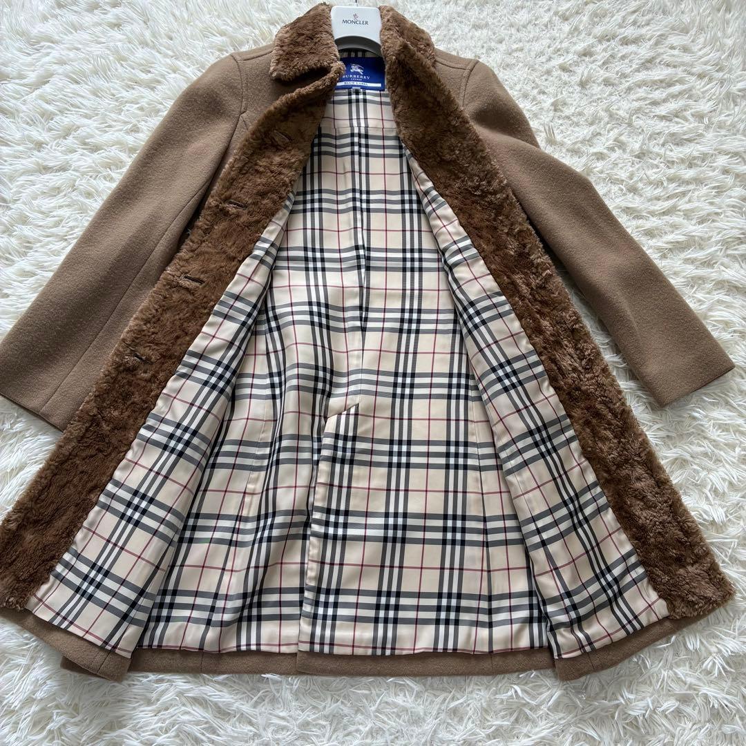 バーバリーブルーレーベル　ロングコート　Mサイズ　ベージュ　ウール　ノバチェック
