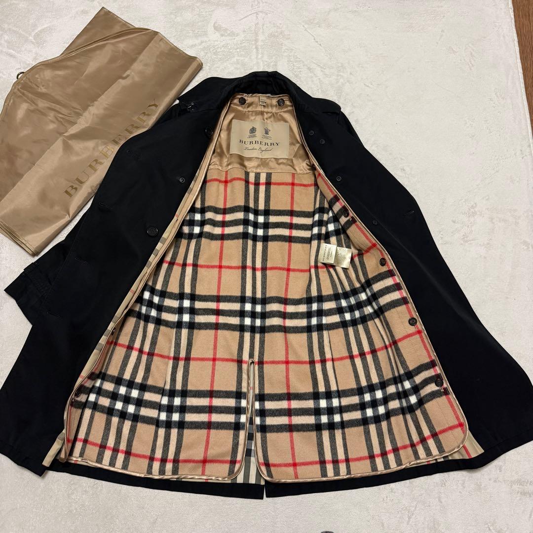 美品　バーバリー　トレンチコート　ケンジントン　現行　黒　カシミヤ混　ライナー