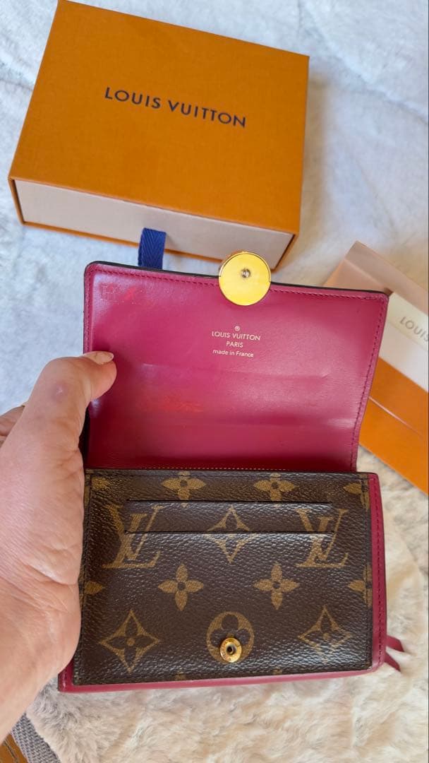 LOUIS VUITTON 二つ折り財布 ブラウン/レッド