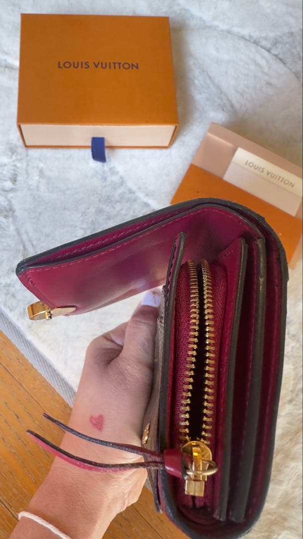 LOUIS VUITTON 二つ折り財布 ブラウン/レッド