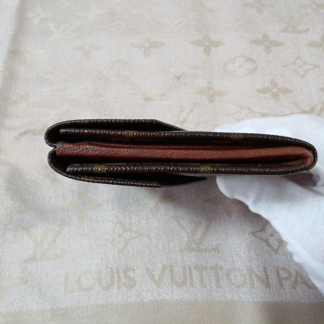 ルイ・ヴィトン。訳あり美品、モノグラム Wホック小銭入れ付き折り財布