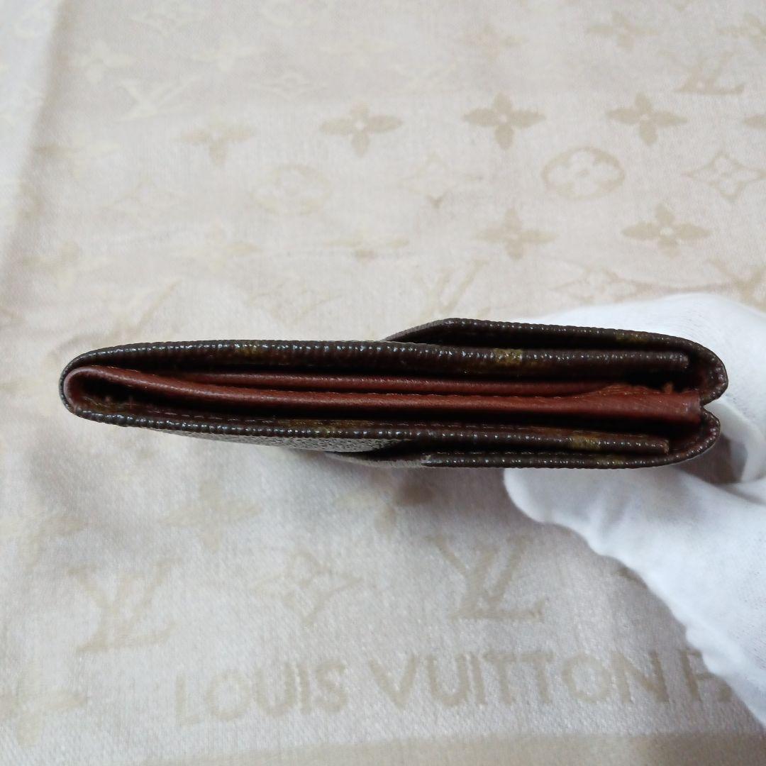 ルイ・ヴィトン。訳あり美品、モノグラム Wホック小銭入れ付き折り財布