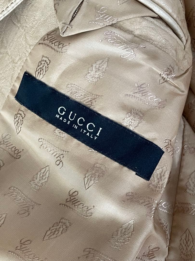 Gucci ベージュ テーラードorライダース本革牛革ジャケット