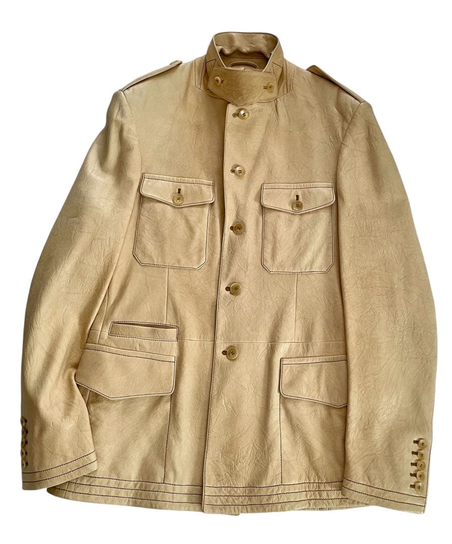 Gucci ベージュ テーラードorライダース本革牛革ジャケット