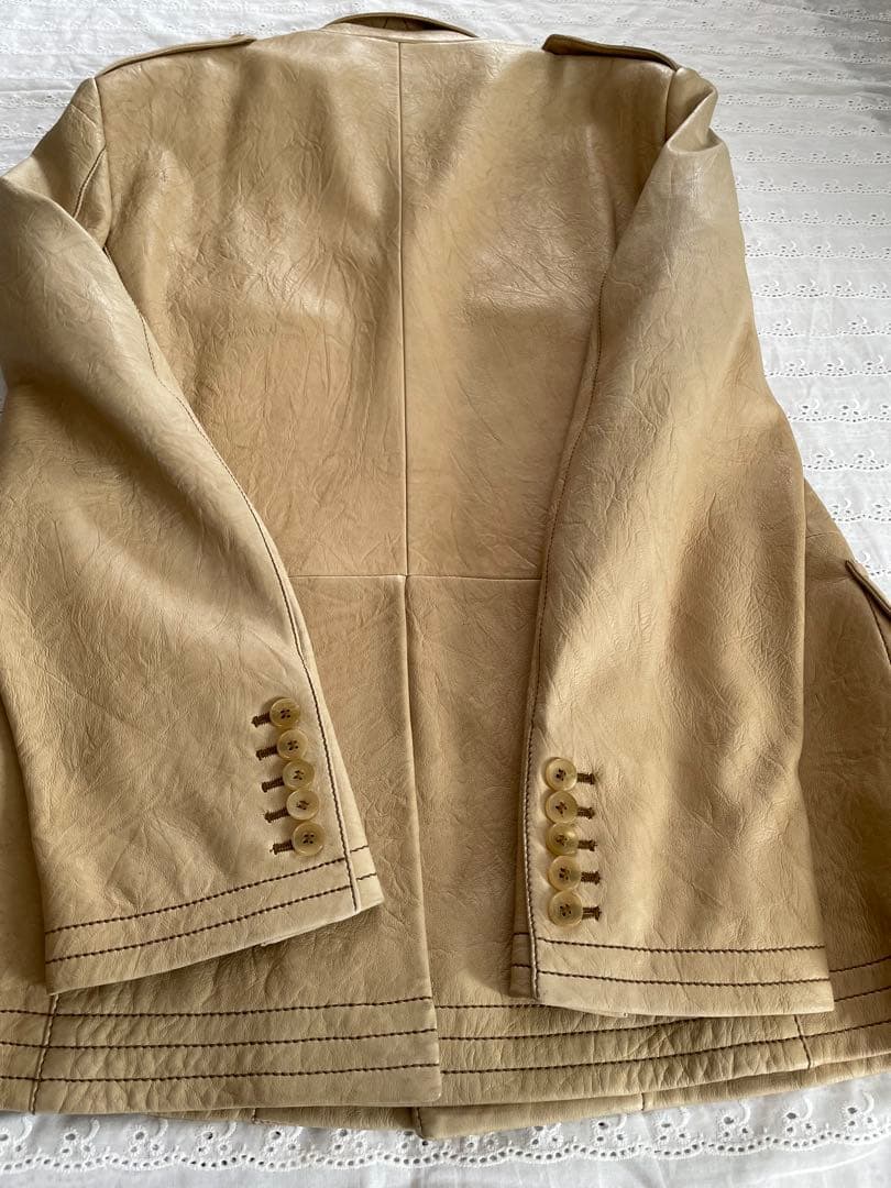 Gucci ベージュ テーラードorライダース本革牛革ジャケット